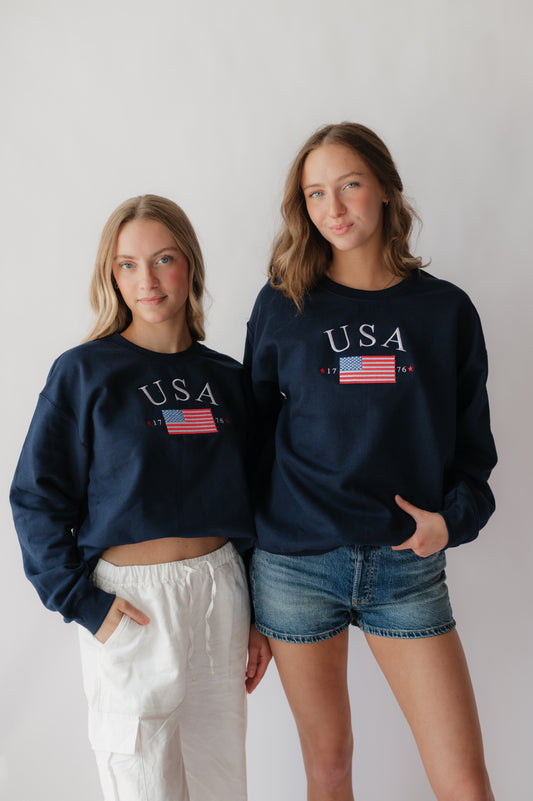 USA Embroidered Crewneck