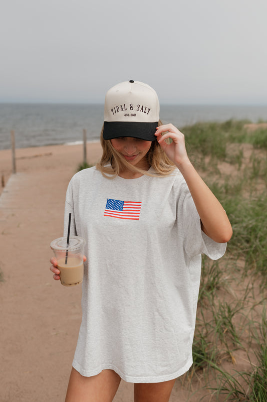 American Flag Embroidered Tee
