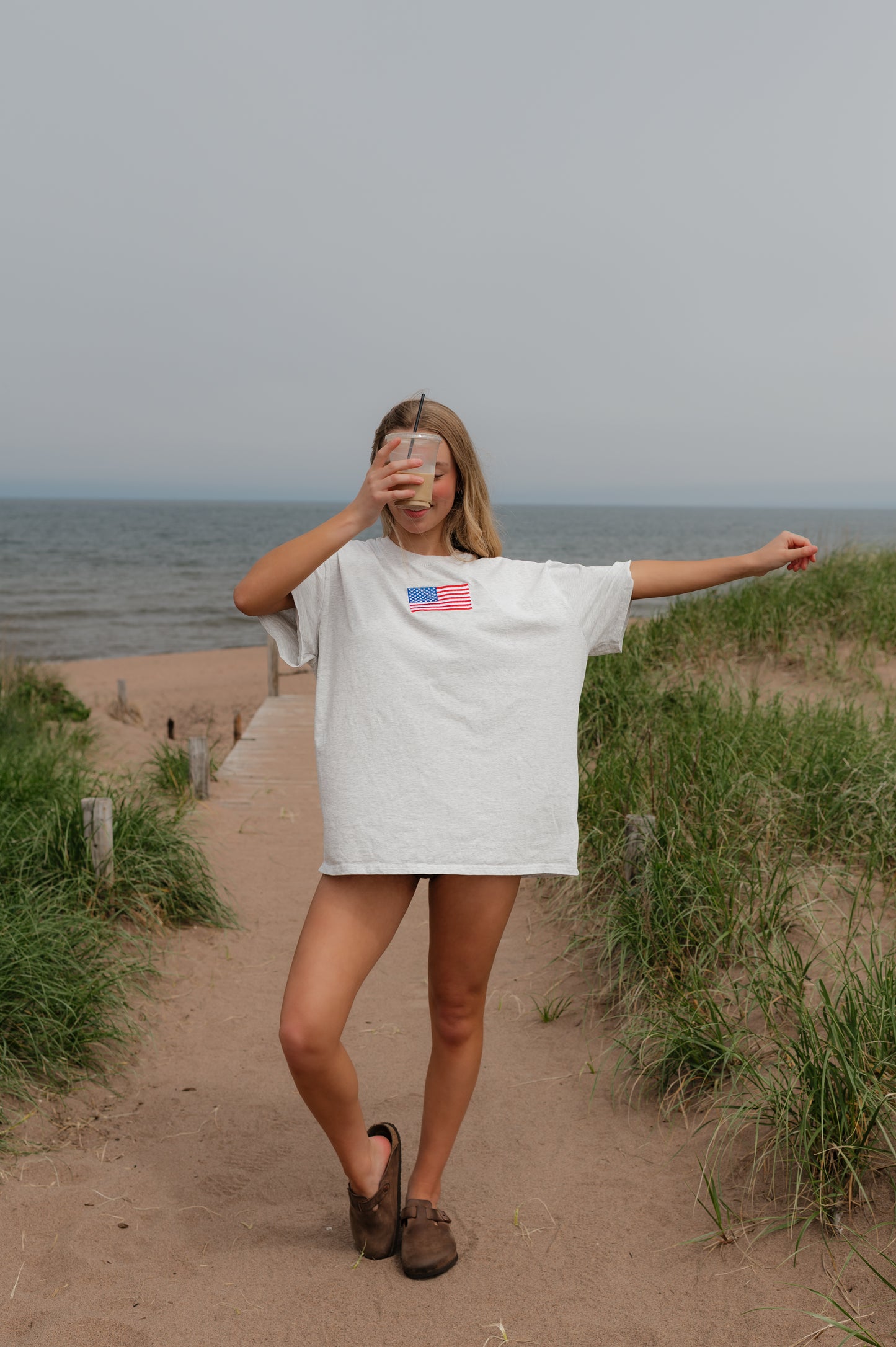American Flag Embroidered Tee
