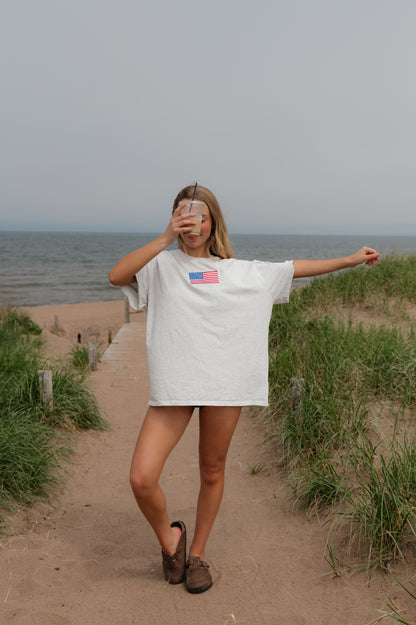 American Flag Embroidered Tee