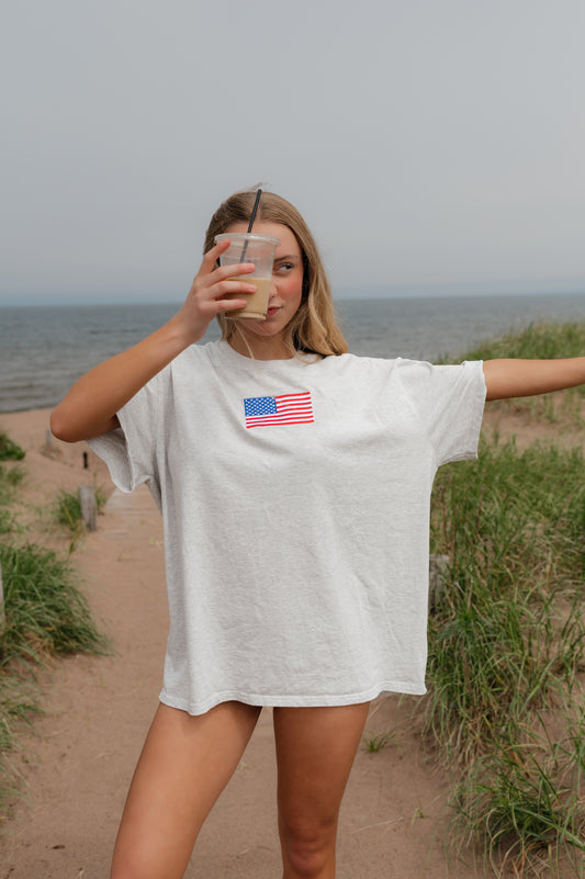 American Flag Embroidered Tee